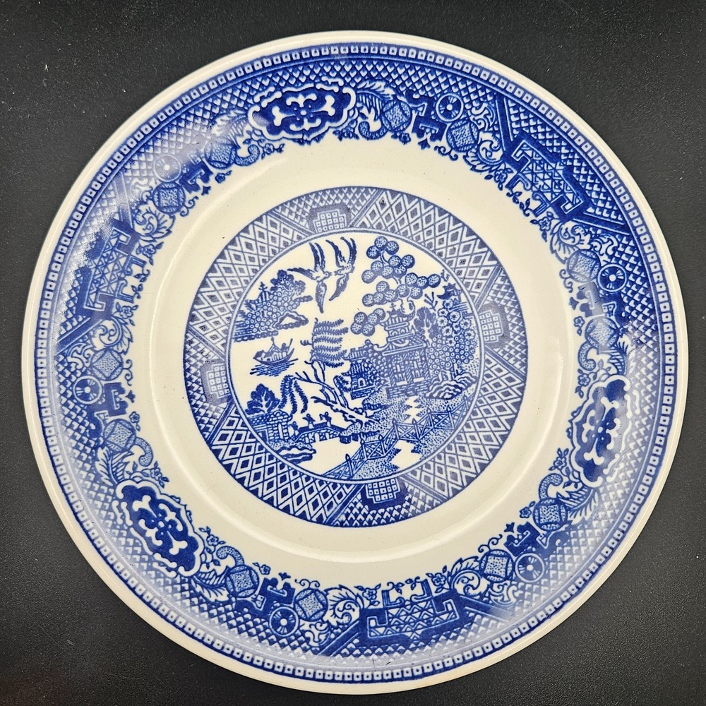 Vintage Blue Willow Style Saucer 6" Blue & White Transferware